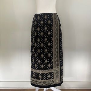 Petites maxi wrap skirt: 33in L, 28in waist, 39in hip